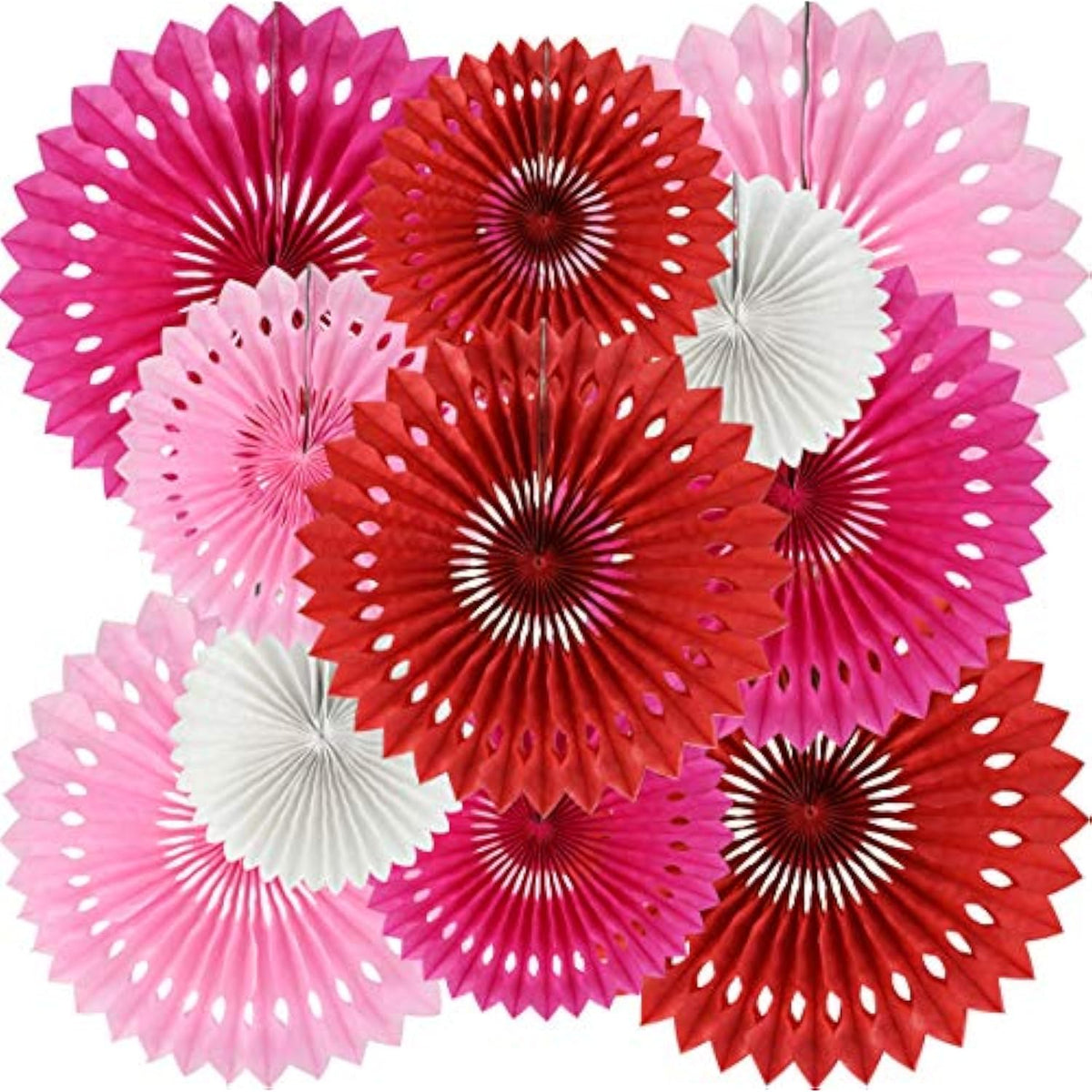 Red Pink Rose Red Hanging Tissue Honeycomb Round Paper Fans Decor Kit For Birthday Girl Kid Shower Bachelorette Wedding Christmas Backdrops Anniversary Party Supplies?11 Packs?