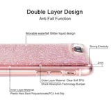 For Iphone 7 Plus Case,For Iphone 8 Plus Case, Double Layer Design Bling Flowing Liquid Floating Sparkle Colorful Glitter Waterfall Tpu Protective Phone Case, Rose Gold