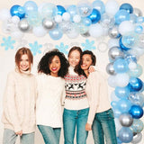 Winter Bridal Shower Decorations - Snow In Love Bridal Shower Decor Blue and Silver Balloon Garland Arch Kit, Snow in Love Foil Balloon, Snow and Ring Banner for Winter Wedding Engagement Party