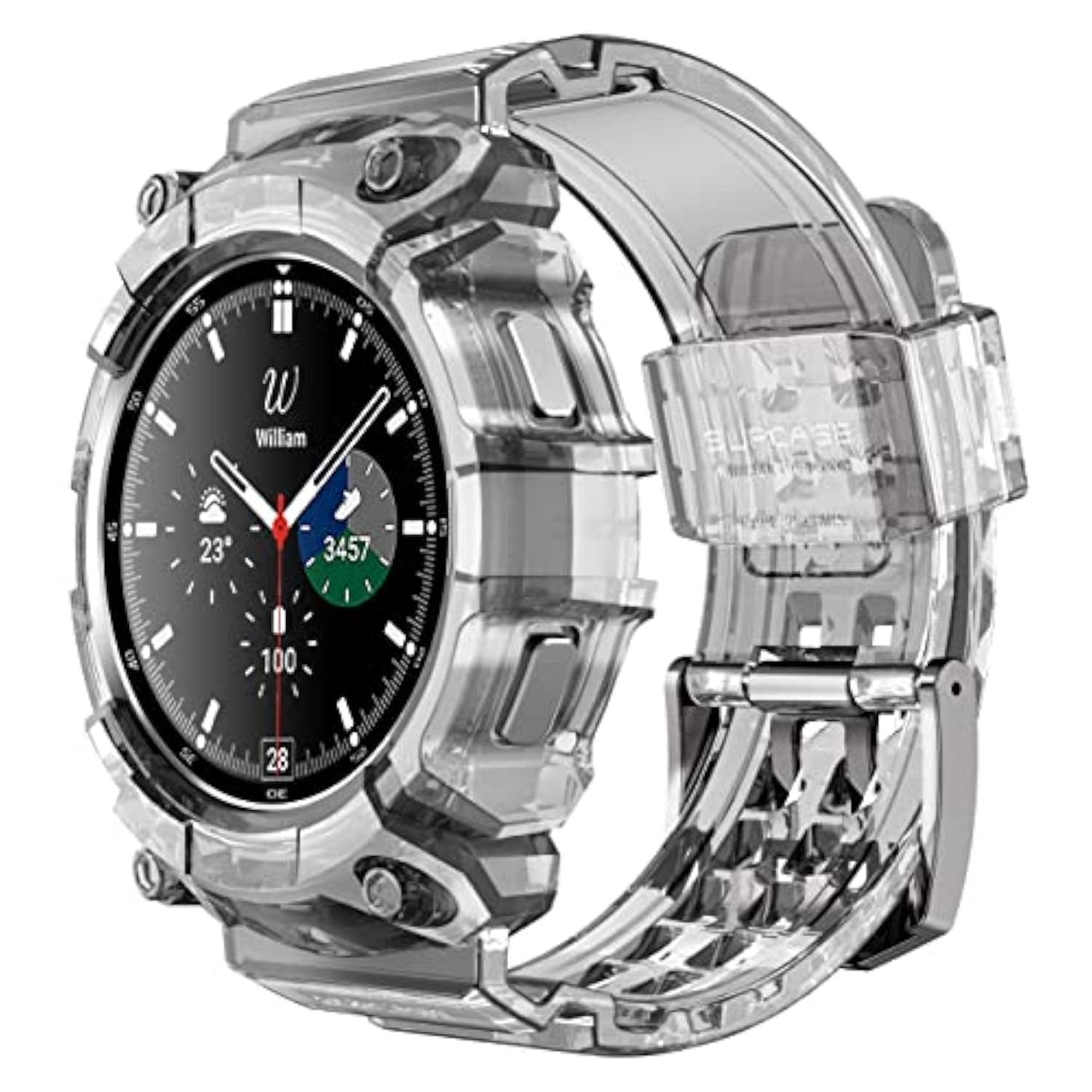 SUPCASE for Samsung Galaxy Watch 4 Classic Band with Case 46mm (Unicorn Beetle Pro), [Military-Grade Protection] Heavy Duty Cover with Adjustable Strap Band for Galaxy Watch 4 Classic, FrostBlack