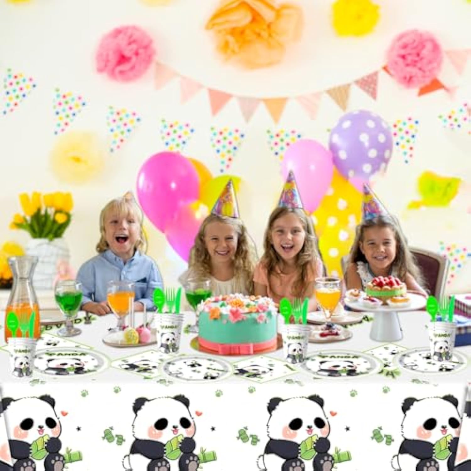 81Pcs Panda Birthday Party Tableware Plates Cups Napkins Forks Spoons