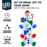 6 Ft Christmas Inflatable Decoration Stacked Snowman With Build-In Leds Blow Up Inflatables For Xmas Party, Home Indoor