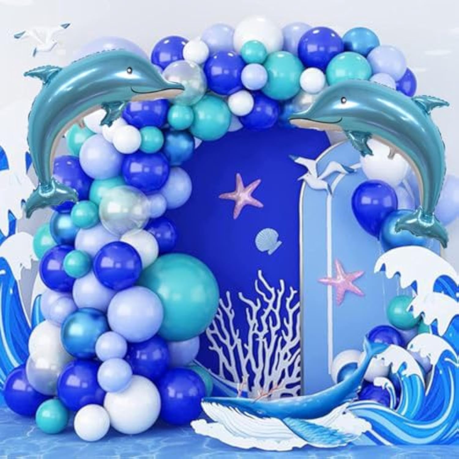 2-Pack 46" Dolphin Foil Balloons for Ocean Theme Kids Birthday Party Decor