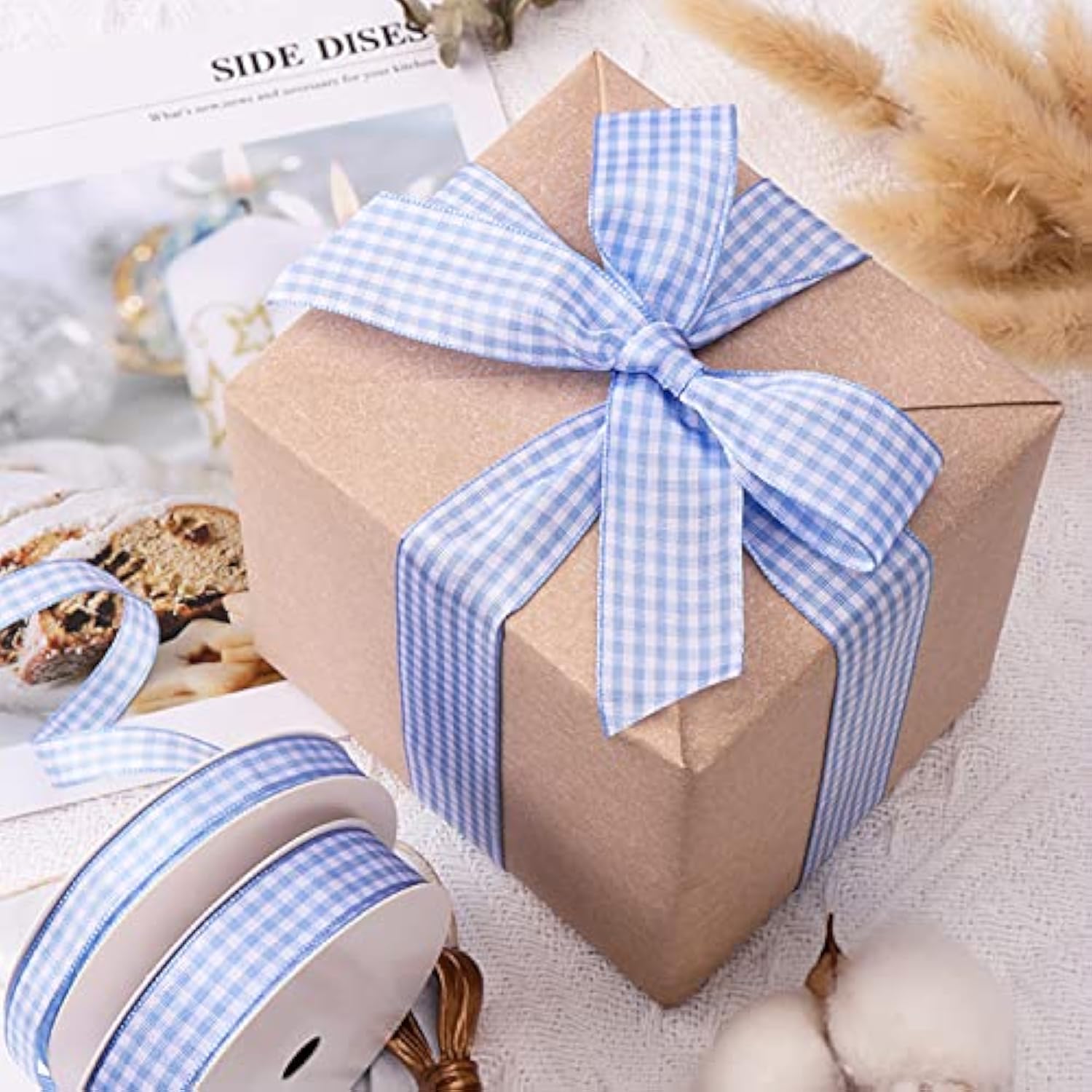 Gingham Ribbon Checkered Ribbon 1-Inch Wide Taffeta Plaid Ribbon 25 Ya