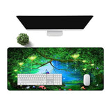 Butterfly Large Mousepad 31.5X11.8 Inches Dream Wonderland Moon Forest Plants Trees Graphic Printed Game Mousepad For Office Computer Desk Decoration Bdxpmn256