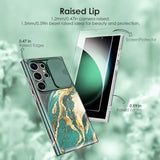 Samsung Galaxy S24 Ultra Case with Slide Camera Cover & Screen Protector, Anti-Yellowing Chic Pattern Design, Shockproof Anti-Scratch Slim Thin Phone Cover S24 Ultra 6.8'' Dream Green