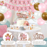 Pink Gingerbread Man Christmas Banner Candy House Party Decor