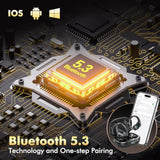 Wireless Earbuds Bluetooth Headphones 80Hrs Playback Ear Buds Power Display With Noise Canceling Mic Headsets For Sports/Workout/Running Black