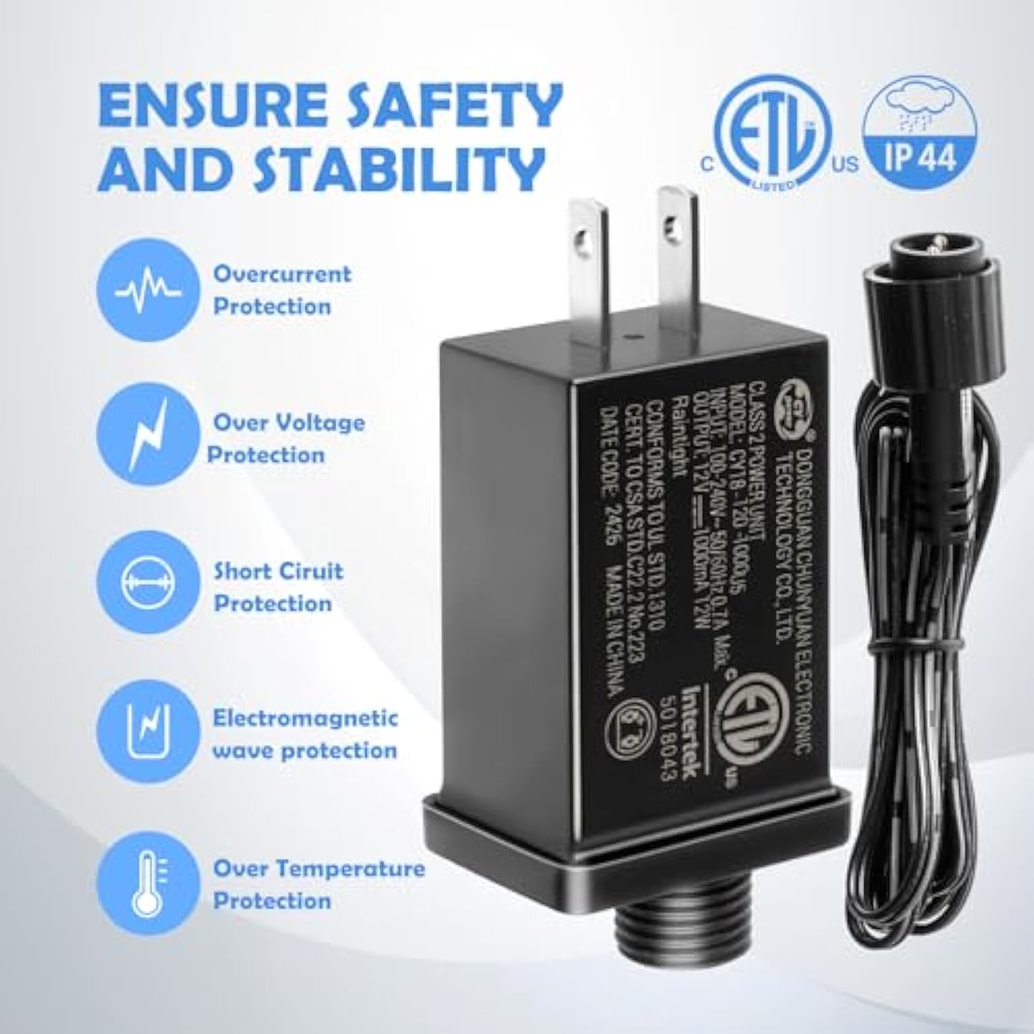 2Pack 12V 1A Replacement Yard Inflatable Adapters Class 2 Power Supply With 2 10Ft Extension Cords Transformer Us Plug F