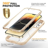 Designed For 14 Pro Max Case 6.7’’, Full Body Rugged Case [2023 Upgraded] W/Built-In Touch Sensitive Anti-Scratch Screen Protector+Tempered Glass Camera Lens Protector(Bean Yellow)