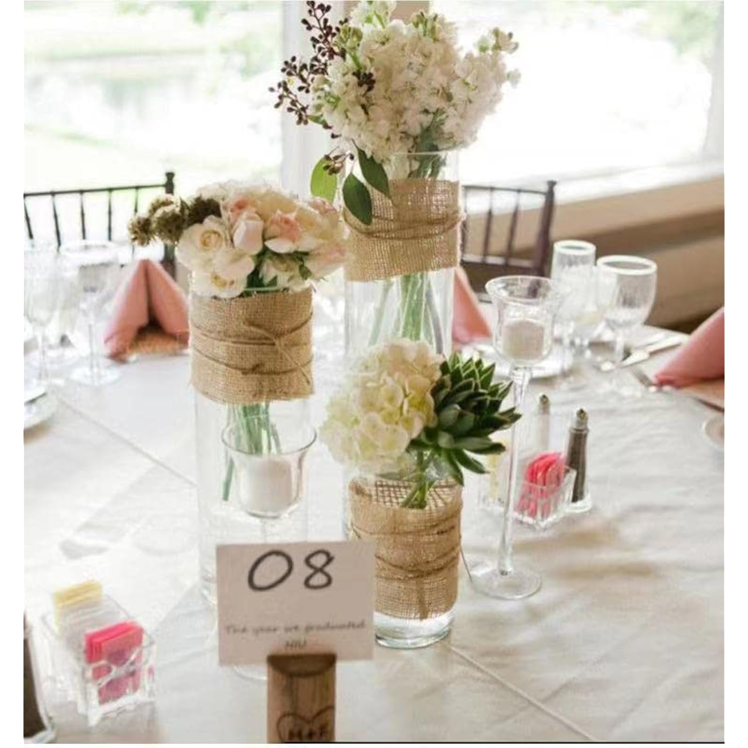 2 Inch Wide 10 Yards Burlap Ribbon Natural Color, Natural Jute Burlap