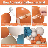 149Pcs Dusty Blue Burnt Orange Balloon Arch Garland Kit Boho Fall Party Decorations