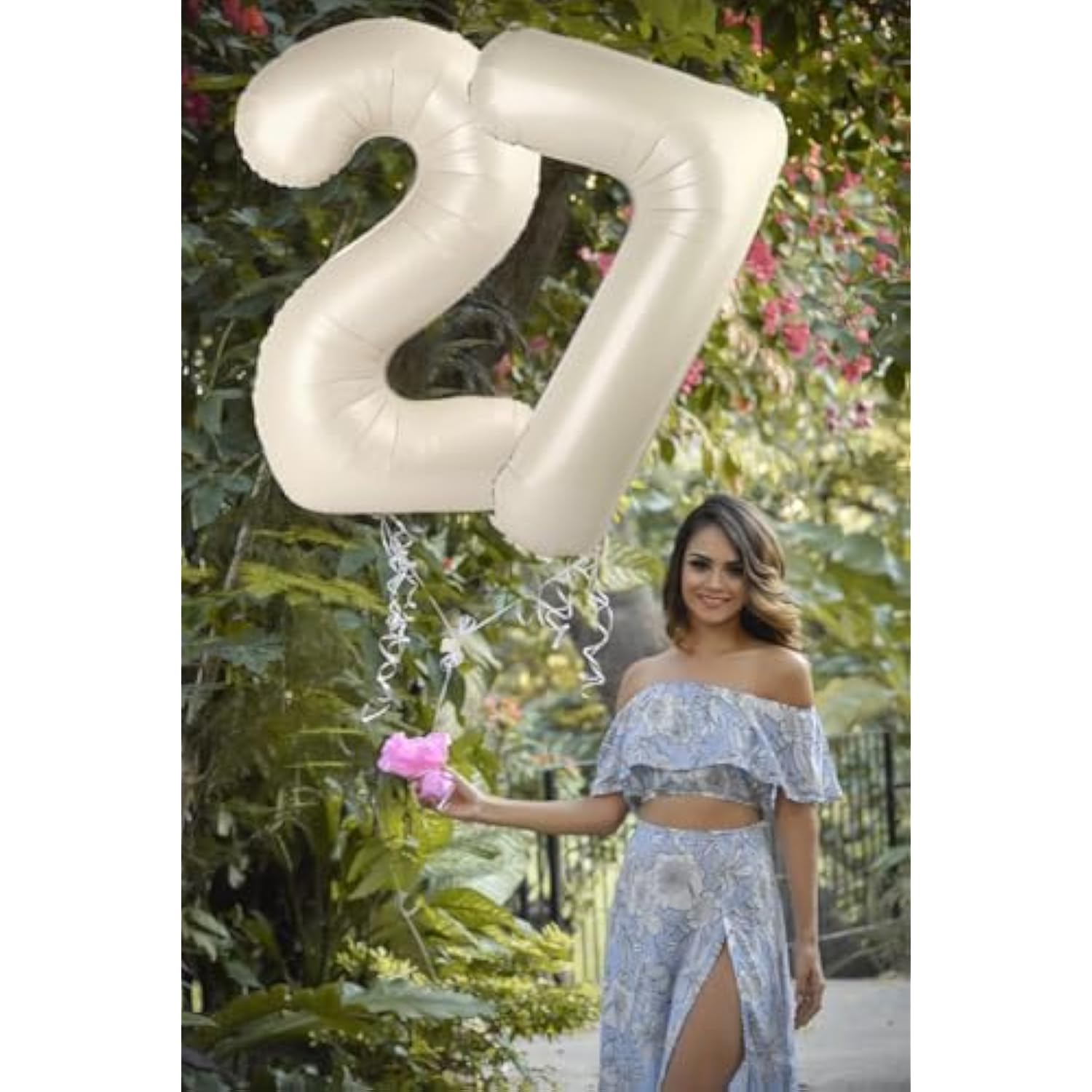 2 Numbers Balloon 40 Inch Cream White Two Balloon Number Birthday Decor, 2Nd 12 21St Party Celebration Decorations Graduations Wedding Baby Shower