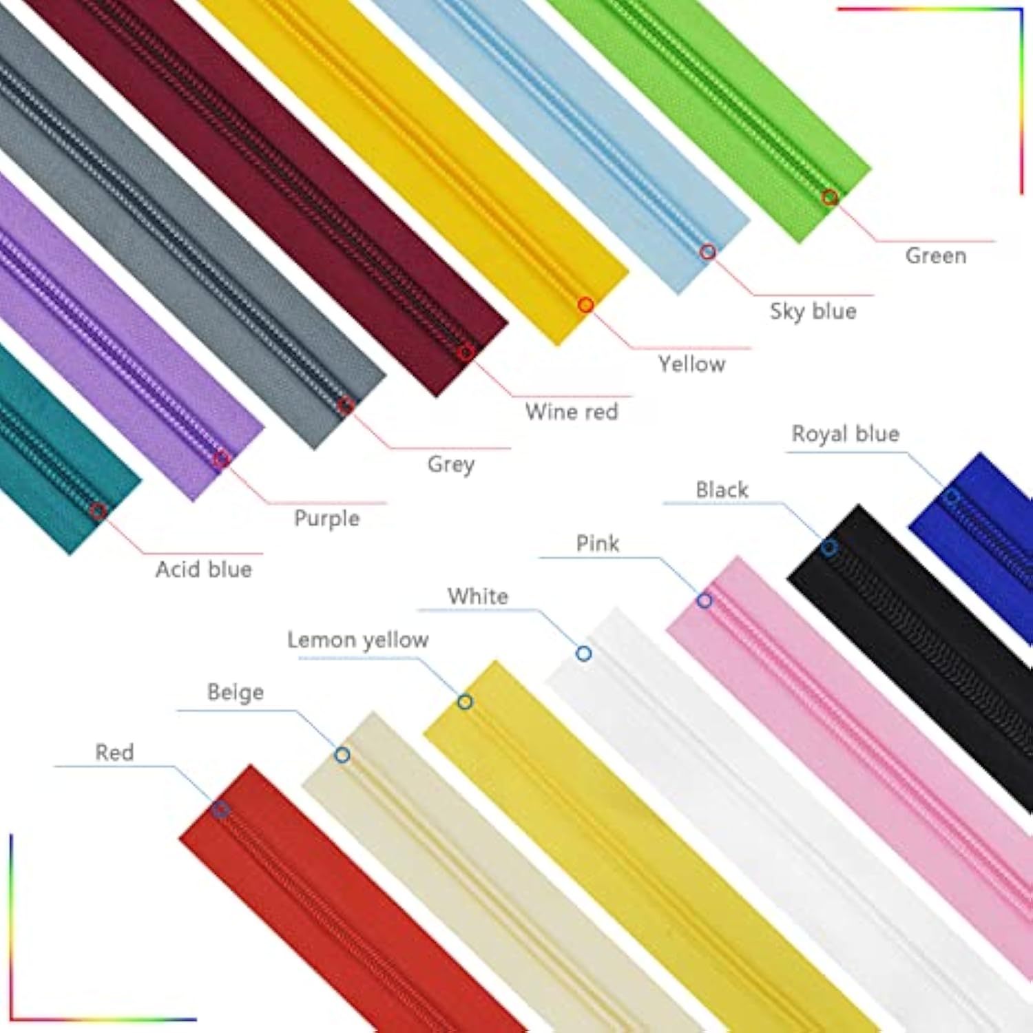 42 Yards #5 Nylon Coil Zippers Kit Sewing Zipper For Diy Sewing Crafts