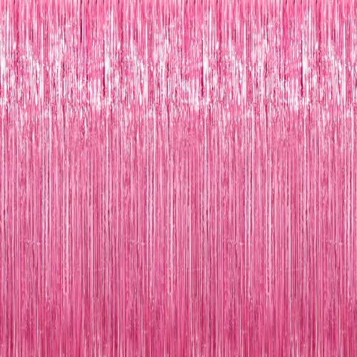 2 Pack Pink Party Streamers Backdrop, 3.3 x 9.9 ft