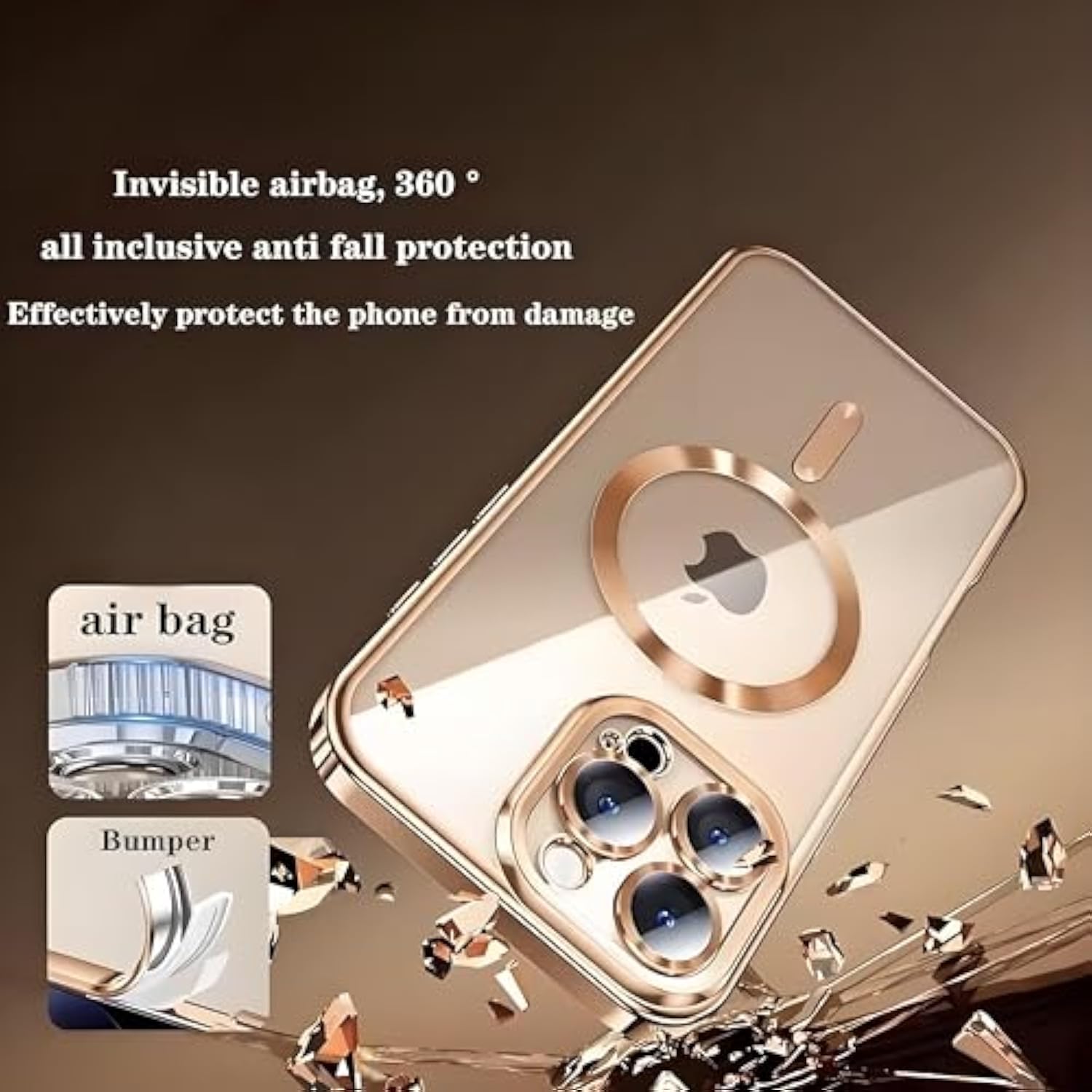 For Iphone 16 Pro Max Soft Cases Women And Privacy Screen Protector Built In Camera Cover,[Non-Yellowing] Compatible With Magsafe Magnetic For 16 Promax,Rose Gold