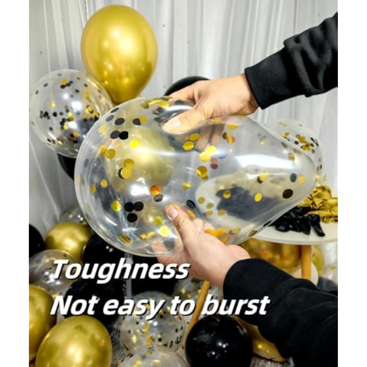 300 Pack Black And Gold Balloons 12 Inch Black Gold Confetti Balloon For Various Party Events Decorations
