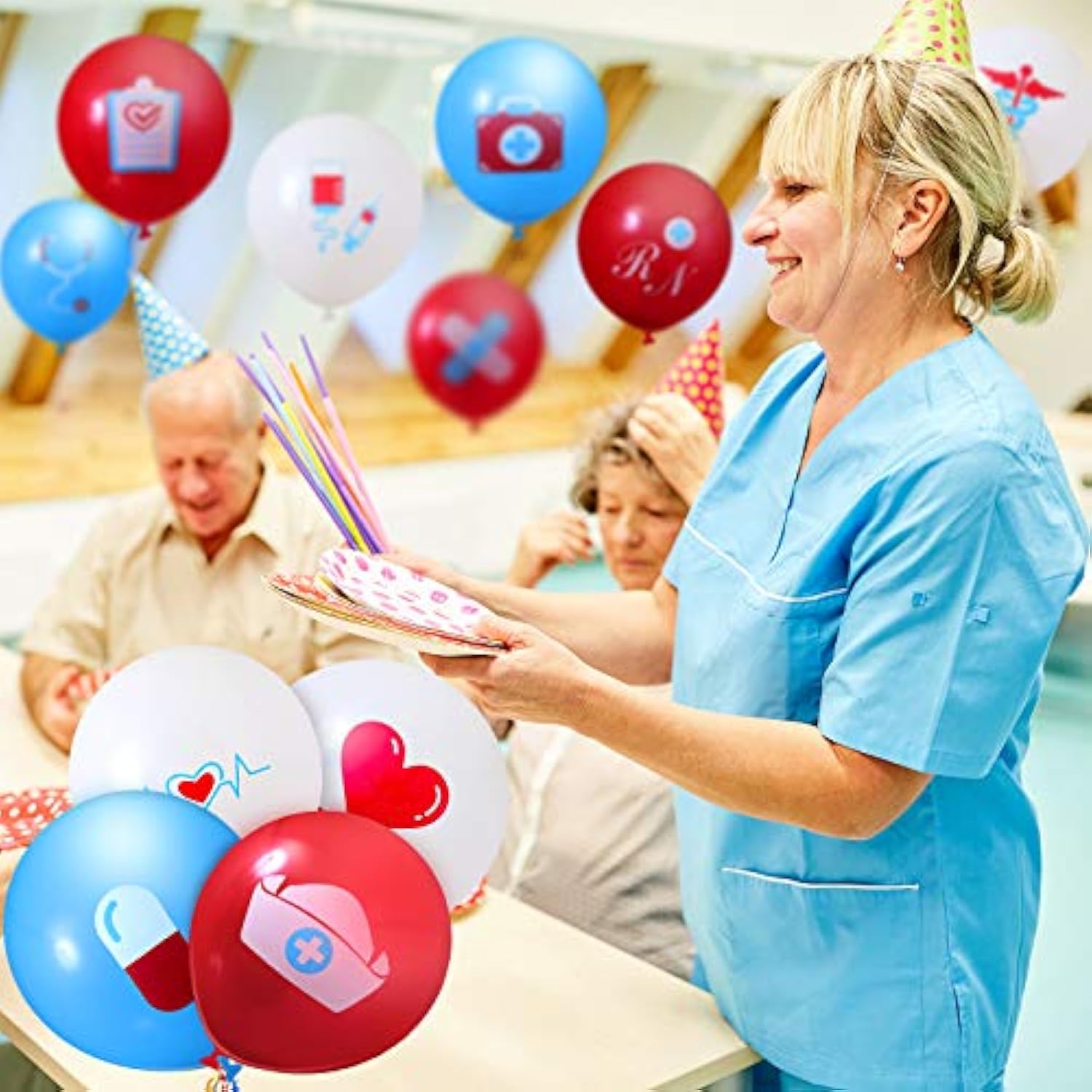 60pcs Nurse Balloons Party Decorations for Nursing Graduation RN Themed Party
