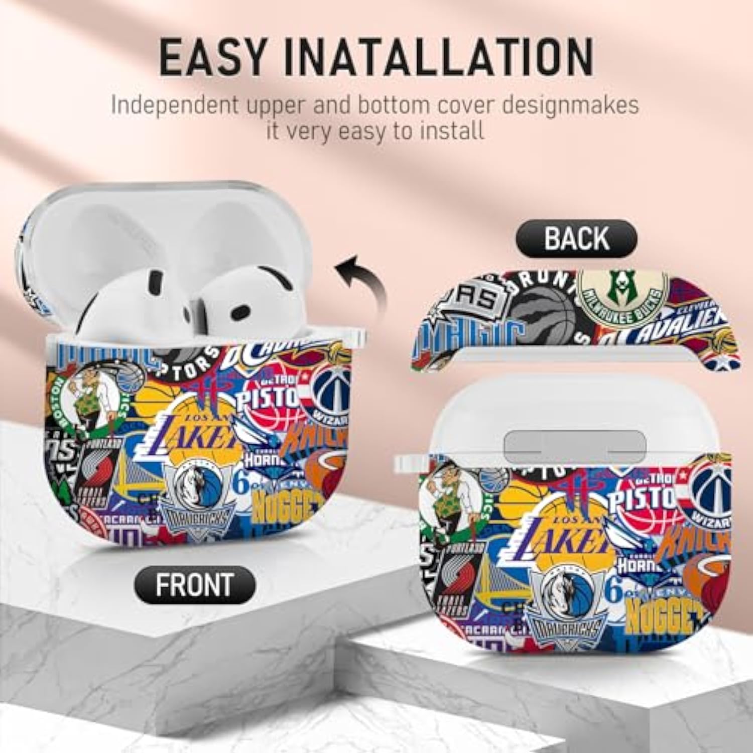 For Apple Airpods 4Th Generation Case Cover(2024), Protective Tpu Soft Cases Cover Rugged For Airpods 4 Case With Cleaner Kit & Keychain For Women Men?Basketball