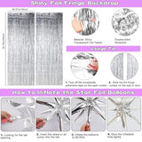 Purple Birthday Decorations For Women Girls, Lavender Purple Silver Party Decorations Kit With Happy Birthday Banner Backdrop Tablecloth Fringe Curtain Balloon Arch