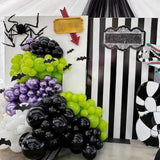 Halloween Balloon Arch Garland Kit With Big Spider Diy Balloons, Matte Black Lime Green Purple Metallic Latex Balloons Garland With Eye Balloons For Halloween Party Home Garden Outdoor Decorations