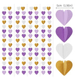 Purple-Gold Party-Decorations 3D Heart Garland - 39Ft White Purple Lavender Graduation Hanging Paper Streamers Banner, Women Birthday Wedding Engagement Baby Bridal Shower Decor