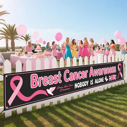 Breast Cancer Awareness Banner - Party Decor Backdrop Outdoor Yard Sign