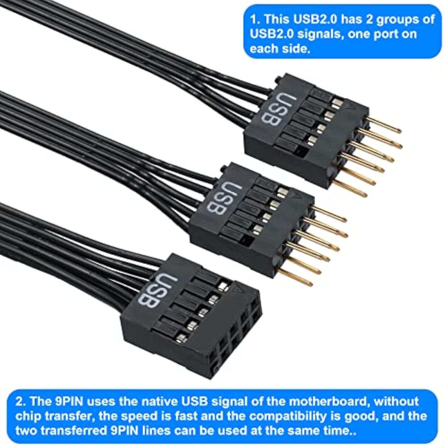 9-Pin Usb2.0 Extension Cable, 9Pin To Dual Pin Extension Port,Usb Cable For Co