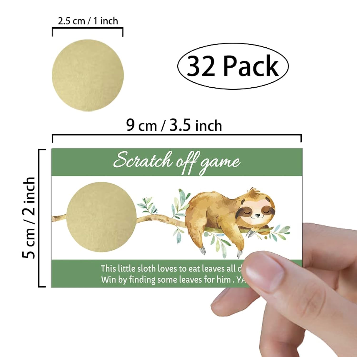 Sloth Baby Shower Scratch Off Game Cards?32 Pcs?Sloth Baby Games Raffle Cards Wedding Bridal Shower Gift Certificate Scratch Off Cards Family Holiday Games Supplies For Kids Adults