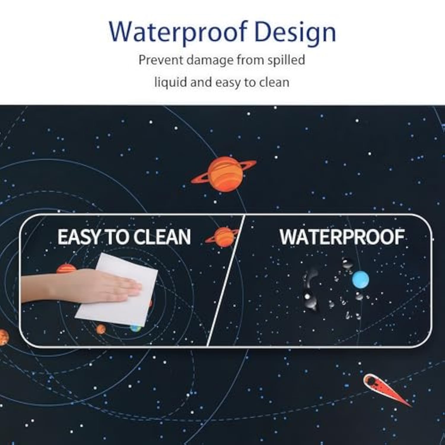 Large Gaming Mouse Pad For Desk Cover,35.43 X 15.75 Inches Large Black Computer Desk Pad Mat For Keyboard And Mouse,3Mm Thick Non-Slip Base Planet Space Mousepad For Desk Accessories