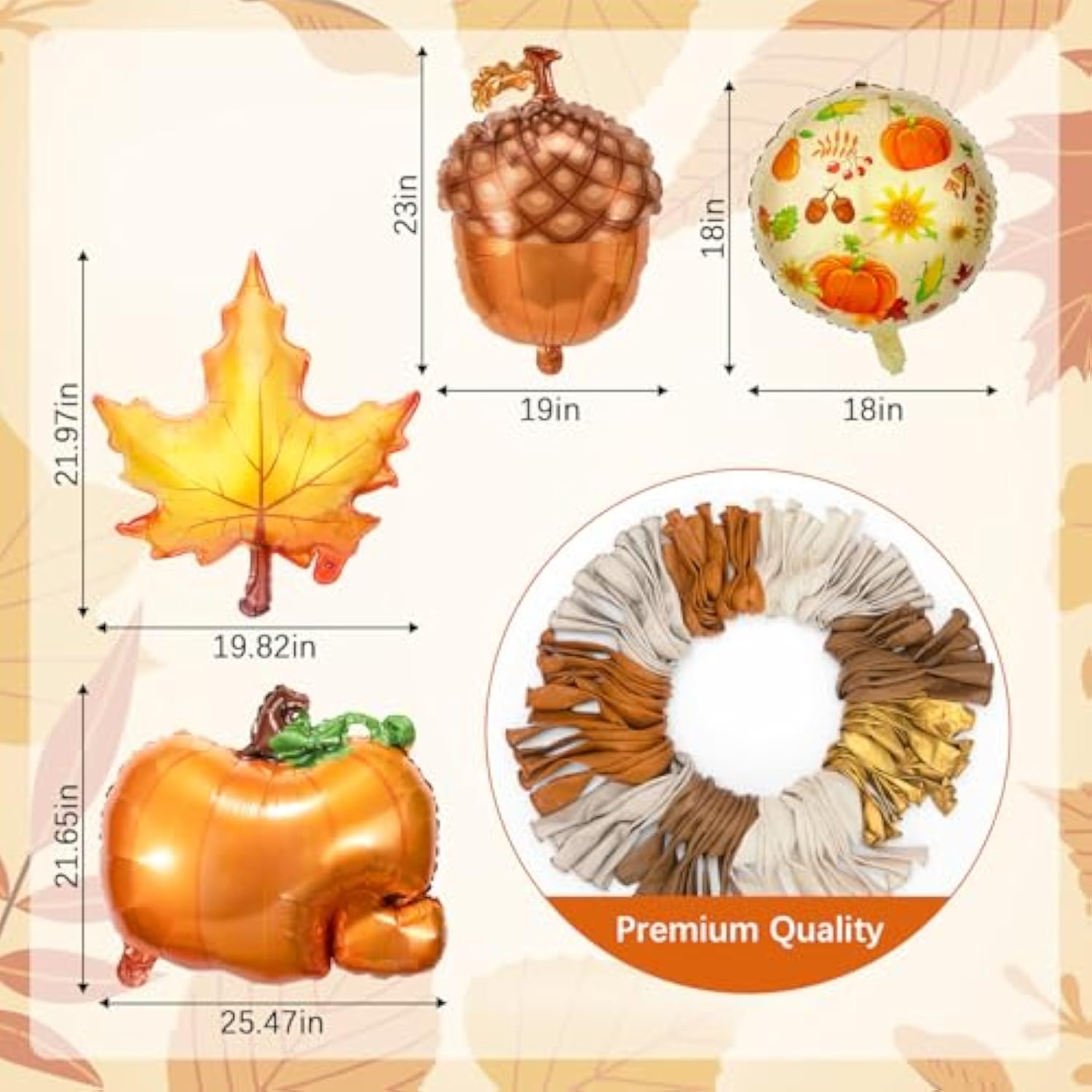 Fall Balloon Arch Kit 194Pcs Orange Brown White Gold Balloons for Thanksgiving Decor