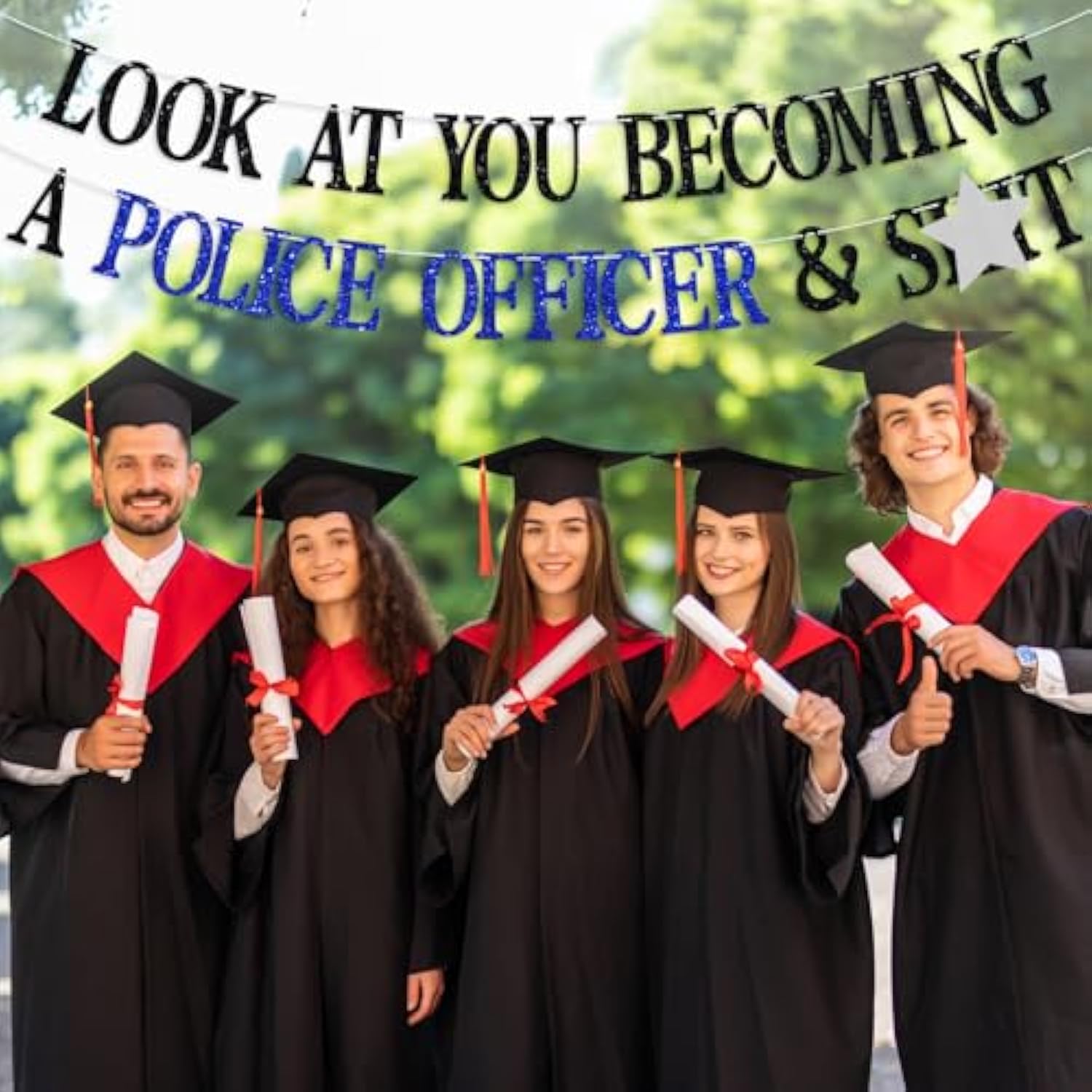 Congrats Officer Banner Future Police Officer Class of 2025 Glitter Graduation Decor