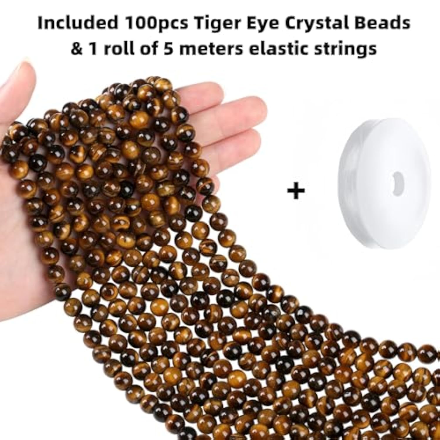 100PCS 8mm Yellow Tiger Eye Beads for DIY Bracelets, Necklaces & Jewelry Making