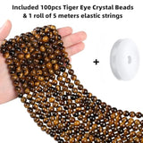 100PCS 8mm Yellow Tiger Eye Beads for DIY Bracelets, Necklaces & Jewelry Making