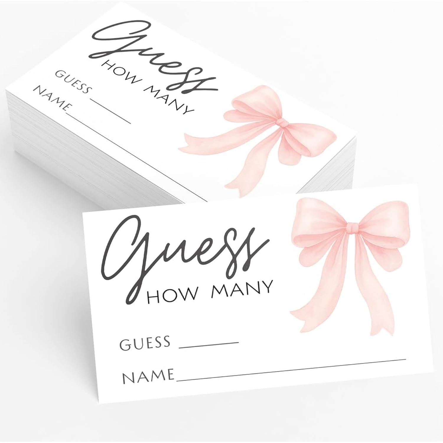 Candy Jar Guessing Game, Pink Bow Design, Includes Matching Table Display Sign, Guess How Many, Set Of 30