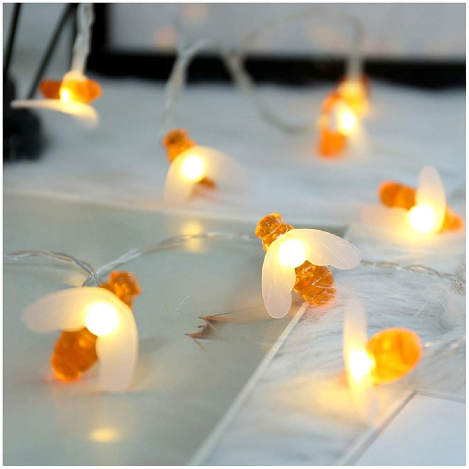 Honeybee Fairy String Lights, Plug In String Lights 16Ft 50 Led Warm White Lights For Party/Birthday/Wedding/Christmas I