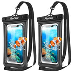 ProCase [Floatable] 2 Pack Floating Waterproof Phone Pouch Up to 7", IPX8 Underwater Phone Case Dry Bag for iPhone 16 15 14 13 12 11 Pro Max Xs Max XR X 8 7 Plus SE/Galaxy S24 S23 S22 -Black