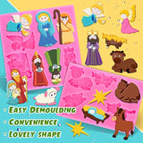 2Pcs Christmas Fondant Molds Nativity Silicone Moulds Night Of Birth Resin Baking Molds Jesus' Birth Theme Cake Decorating Molds For Xmas Handmade Diy Candy Chocolate Cookie Sugarcraft