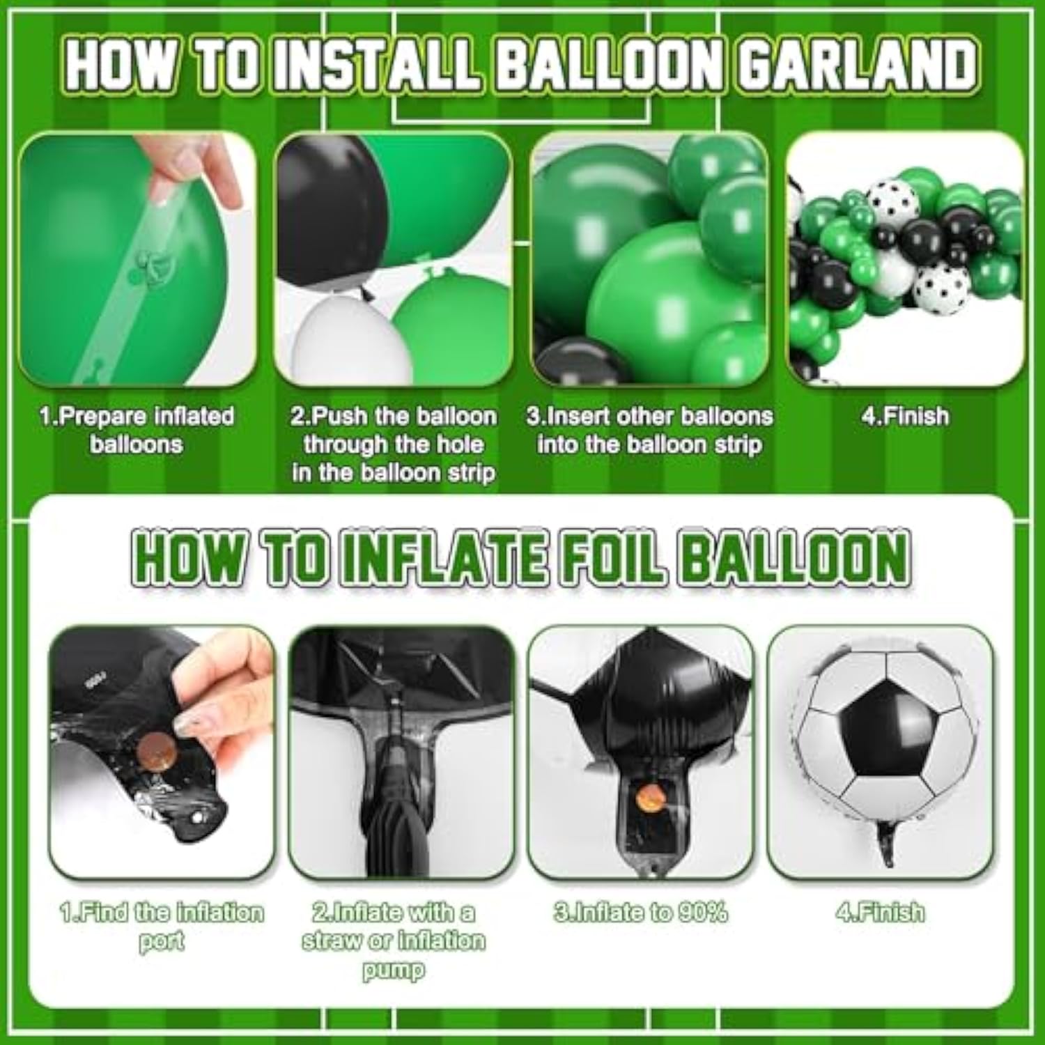 6Th Birthday Soccer Balloon Arch,6Th Soccer Garland Kit With Green Number 6 Balloon Football Balloons For Boys Kids 6 Birthday Party Decorations