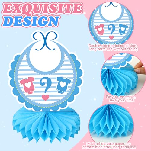 10 Pcs Baby Gender Reveal Decorations, Gender Reveal Table Decorations Baby Gender Reveal Honeycomb Table Centerpieces Gender Reveal Table Centerpieces Blue and Pink Gender Reveal Decorations