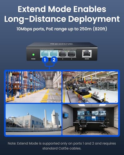 High Speed And Stability 4+1-Port Poe Switch For Home & Business, Compatible With Poe Security Camera/Nvr, Metal Housing, Wall/Desktop Mount, Rla-Ps1E