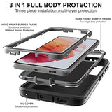 For Galaxy S21 Case, S21 Case With Self Healing Flexible Tpu Screen Protector [2 Pack], 3 In 1 Heavy Duty Protection Case For Galaxy S21 5G (Black/Grey)