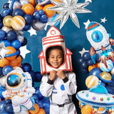 139Pcs Outer Space Party Decorations Balloon Garland Kit, Space Birthday Party Supplies Ufo Astronaut Themed Navy Blue Silver Foil Latex Balloons For Boys Kids