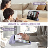 Fintie Hybrid Slim Case For Air 13-Inch (M3) 2025, (M2) 2024 - [Built-In Pencil Holder] Shockproof Cover With Clear Transparent Back Shell, Lilac Purple