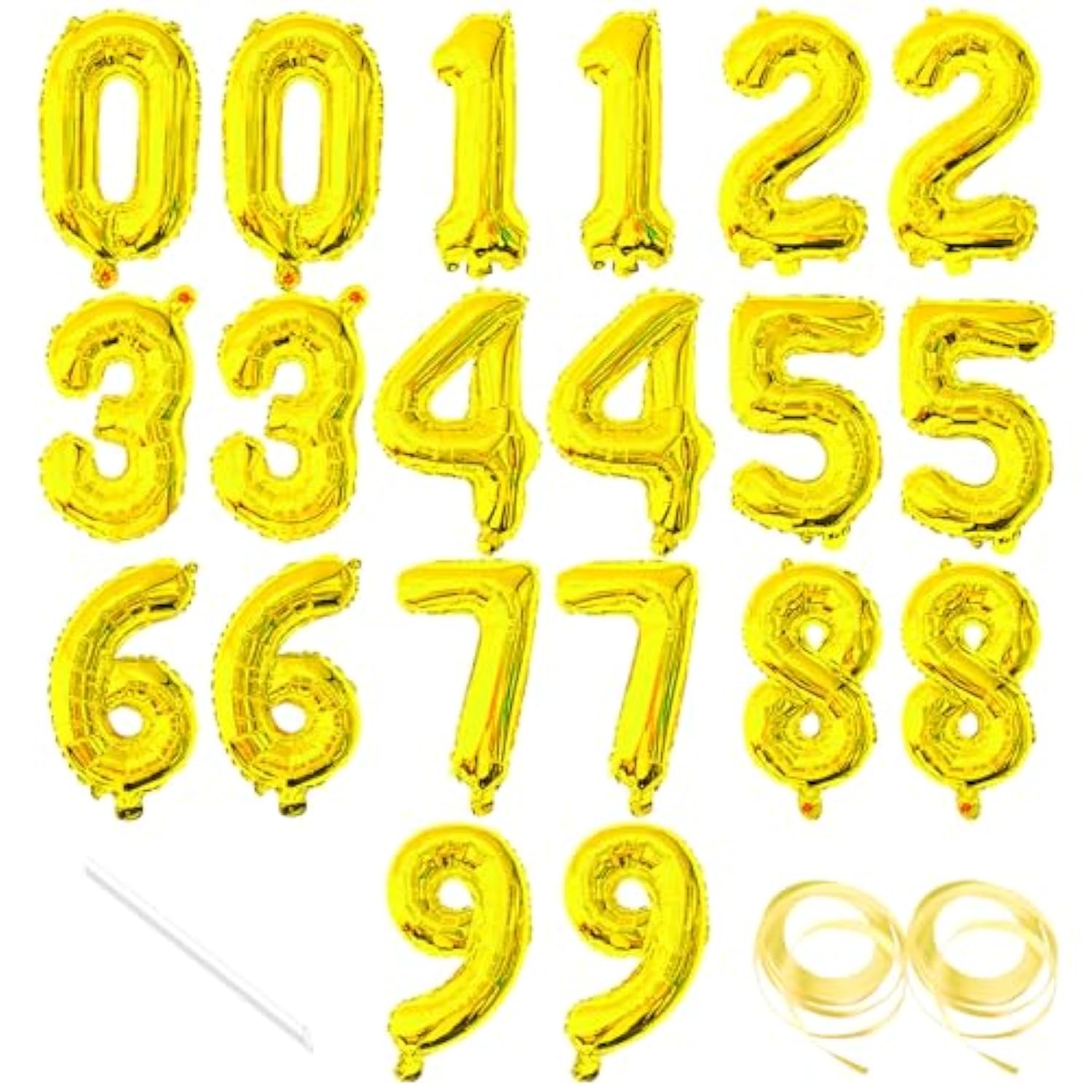 20pcs Gold Number Foil Balloons 16in Birthday Anniversary Party Decor