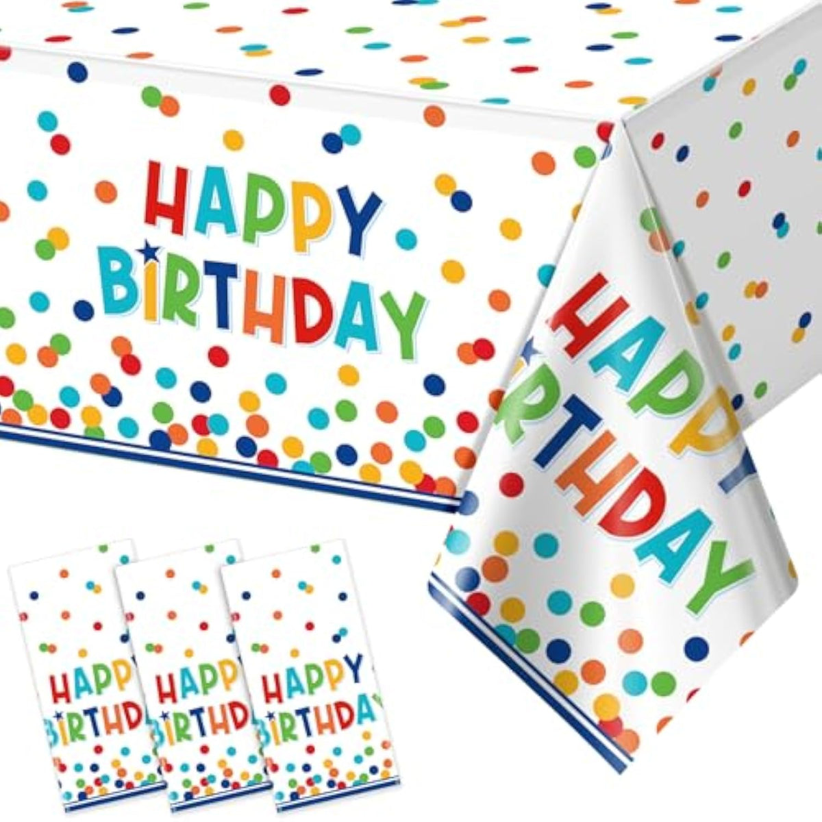 3-Pack Colorful Polka Dot Birthday Tablecloths – 54x108" Waterproof Plastic Covers for Parties