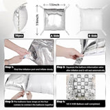 36Pcs White And Silver Square Foil Balloons Wall Backdrop With 147Pcs Balloon Garland Arch Kit, Double Sided Balloons For Bachelorette Wedding Birthday Engagement Anniversary Party Decorations