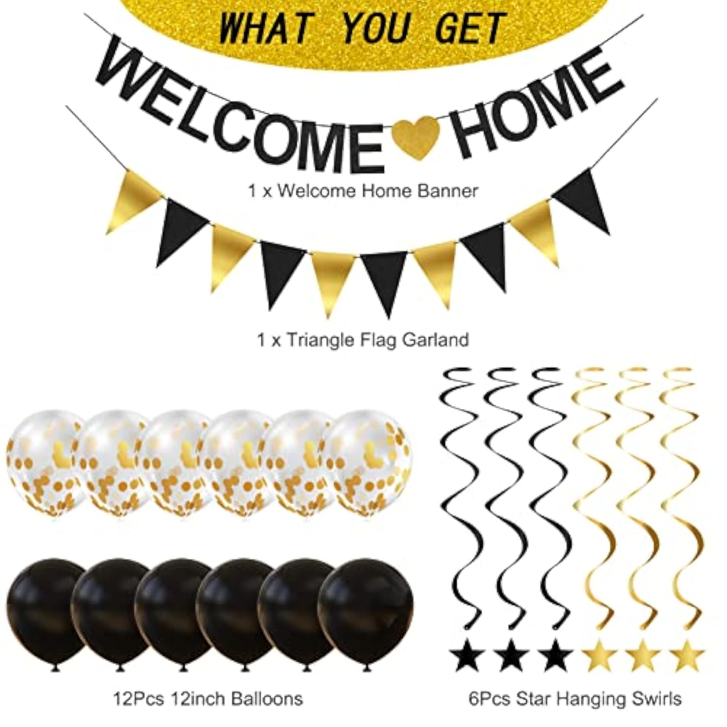 Welcome Home Banner Decorations With Welcome Home Sign, Garland, Balloons And Hanging Swirls For Military Homecoming Deployment Returning, Welcome Home Party Supplies