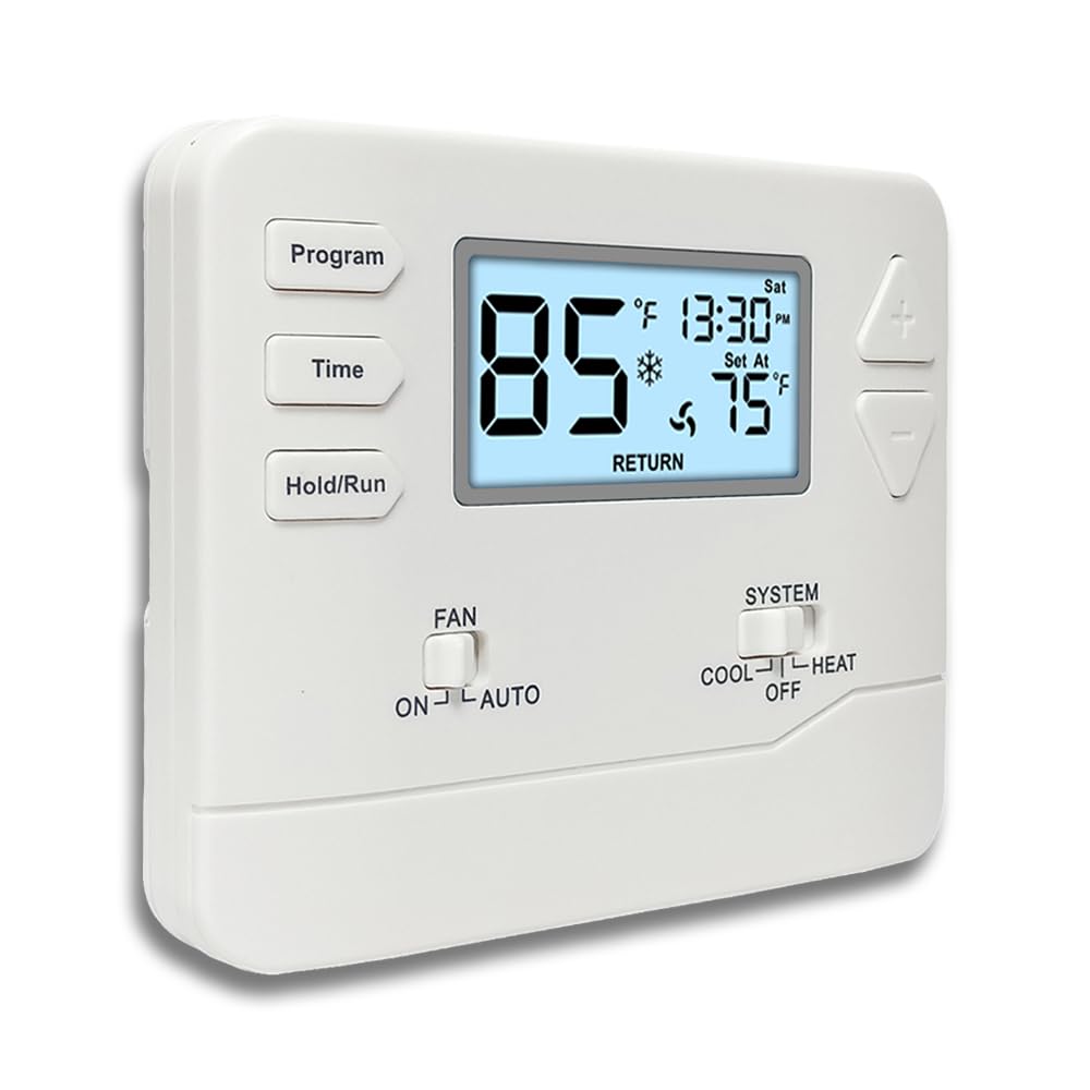 Programmable Thermostat For Home,Conventional Single-Stage Systems,5-1-1 Day Programmable Digital Energy-Saving Thermostat,Up To 1 Heat/1 Cool Compatible With Gas Systemwhite Backlight
