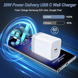 25W Samsung S24 Charger Usb C Plug In Wall Charger For Galaxy A25 A15 A05 A54 A14 A13 A03S S23 Ultra S22 S21 Fe,Iphone 15 Plus 14 13 12 Pro Max,Type C Fast Charging Block Outlet Box Usbc Power Adapter